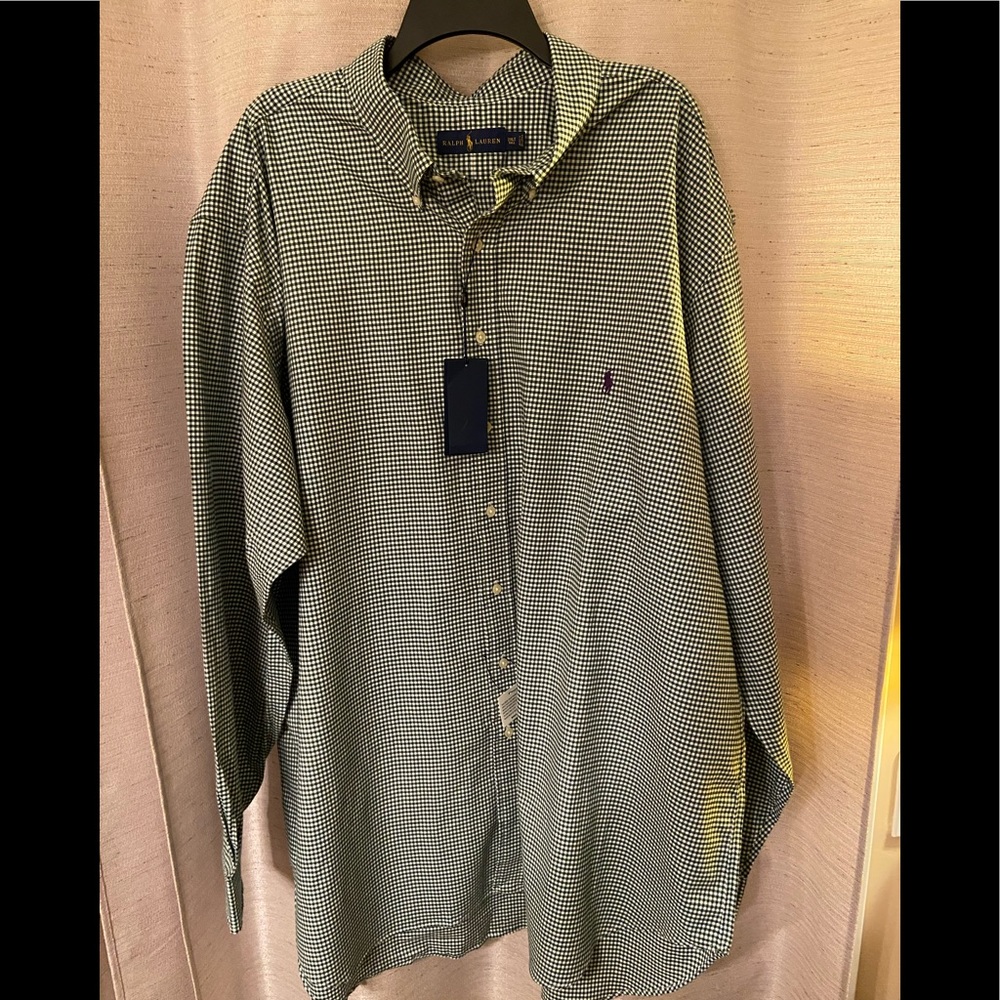 NWT Ralph Lauren 3XLT black/white button down